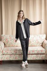 Bộ pyjama lụa dài tay TD69 phối viền sang trọng – Shury Store Home Wear – mềm mát, mặc nhà cao cấp