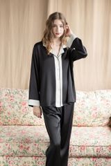 Bộ pyjama lụa dài tay TD69 phối viền sang trọng – Shury Store Home Wear – mềm mát, mặc nhà cao cấp