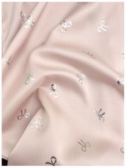 Váy ngủ lụa sơmi SM53 Shury Store Home Wear freesize ép kim bạc hình nơ màu hồng xanh nhẹ nhàng sang