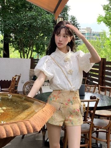 Set Áo Somi Kem Quần Nâu Hoa