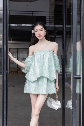 Đầm Kim Sa Xanh Ngắn