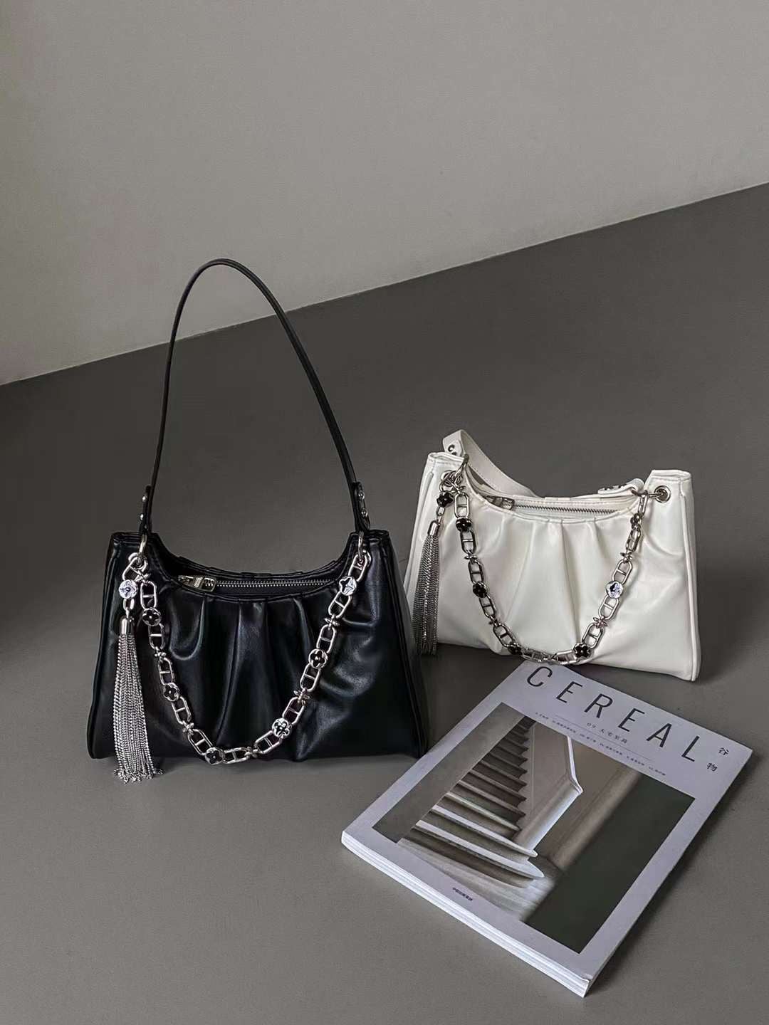 Túi Trơn Xếp Trắng,Đen 633