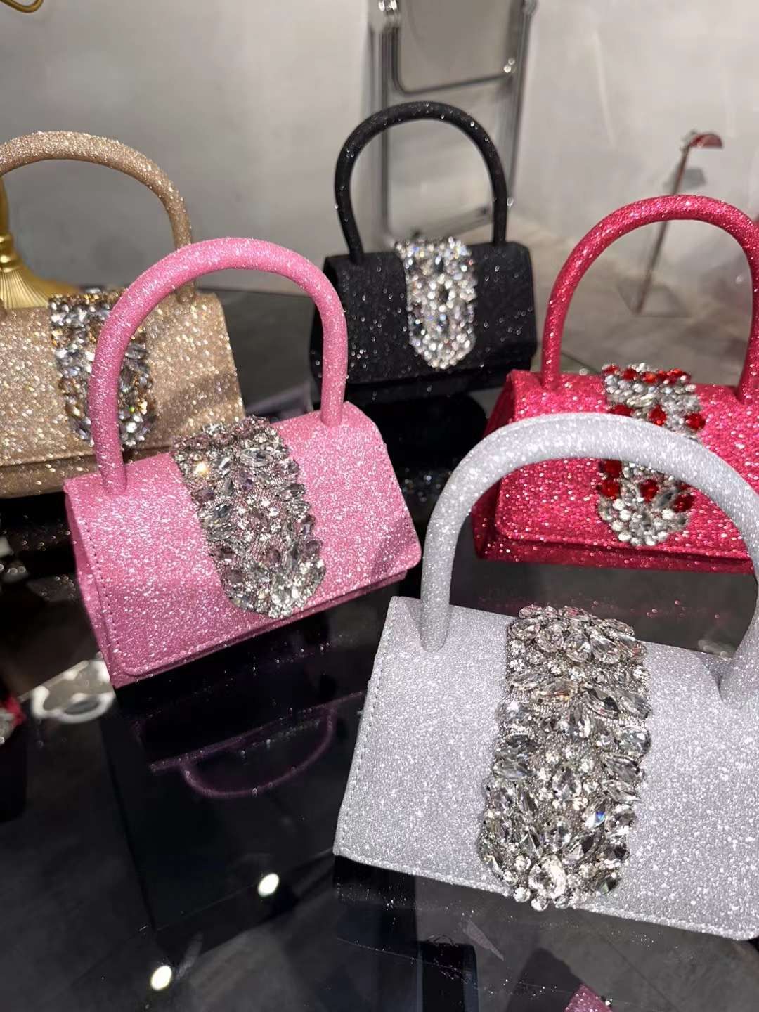 Túi Bling Đá Hồng,Bạc,Đen 009B