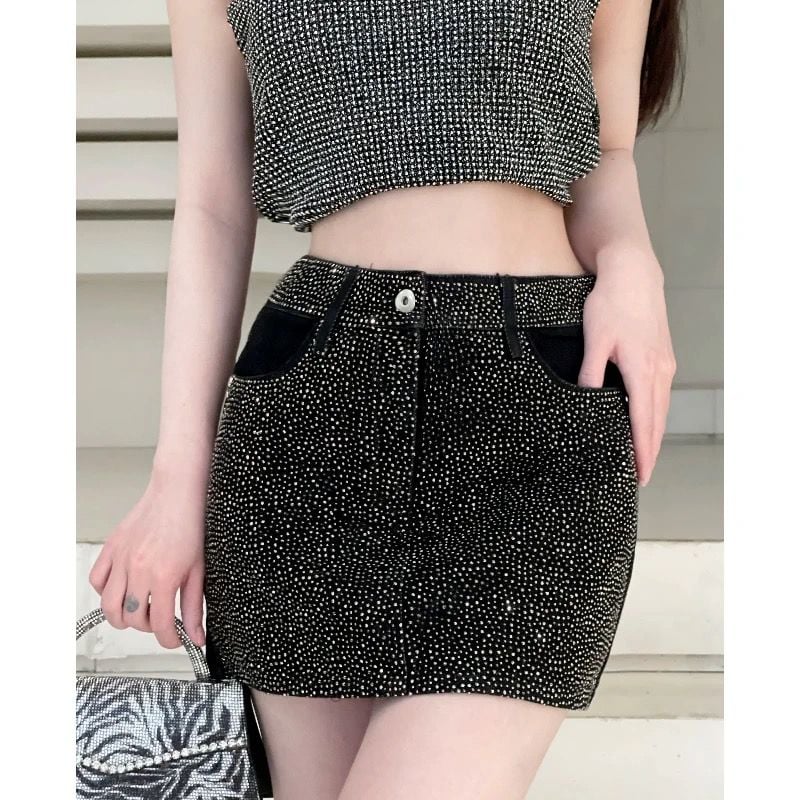 Chân Váy Đen Đính Đá