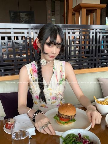 Đầm Hoa Kem Kèm Dây Hoa