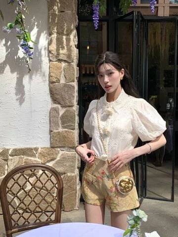 Set Áo Somi Kem Quần Nâu Hoa