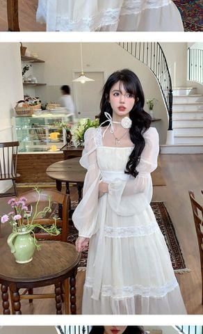 Đầm Voan Kem,Hồng