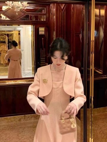 Set Đầm Khoác Hồng