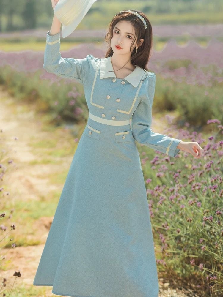 Đầm Xanh Dương Tiểu Thư