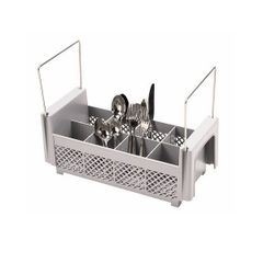 Soft Gray, Half Flatware Basket with Handles