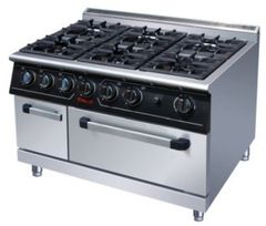 Bếp Âu 6 họng dùng gas kèm lò nướng gas (khí đốt tự nhiên) - Gas range 6 - burner with gas oven  SPTT24+KXT5.8-V7S-RQ-6