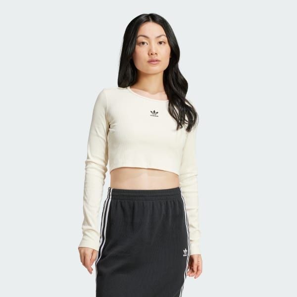  Áo lửng dài tay adidas Essentials Ribbed Crop Nữ - IY9663 
