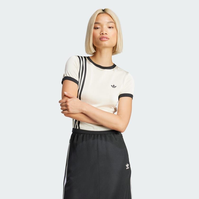  Áo T-shirt adidas Knitted 3 sọc Nữ - JJ0961 