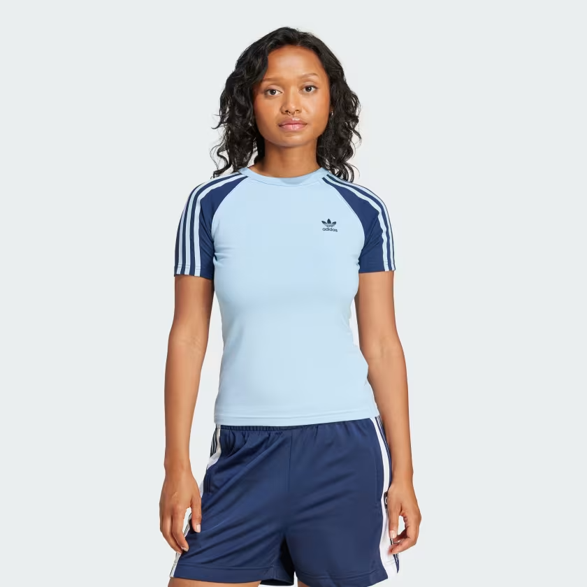  Áo T-shirt adidas Slim Raglan Adicolor 3 sọc Nữ - JD0836 