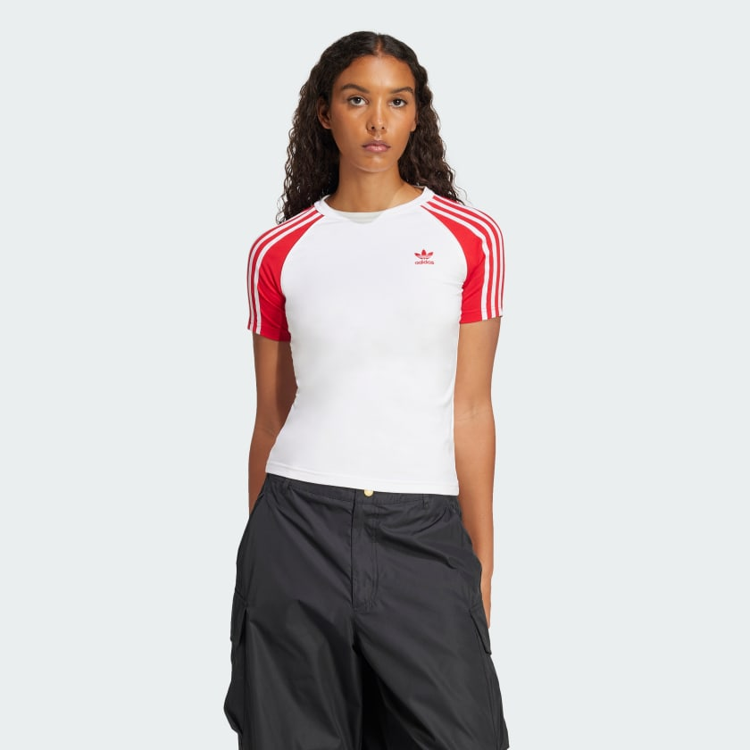  Áo T-shirt adidas Raglan Adicolor 3 sọc Nữ - JD0835 