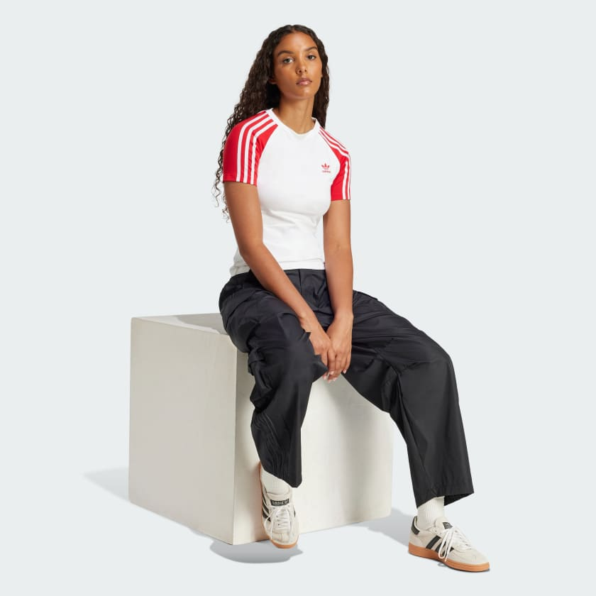  Áo T-shirt adidas Raglan Adicolor 3 sọc Nữ - JD0835 