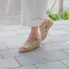 Giày Sandals Cói Quai Ngang Bản Rộng Phối Vải Hemp 6cm - SÔNG HÁT