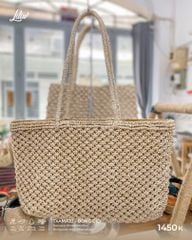 Túi Cói Abaca Hình Chữ Nhật Móc Họa Tiết - BÔNG GIÓ