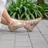 Giày Sandals Cói Quai Ngang Bản Rộng Phối Vải Hemp 6cm - SÔNG HÁT