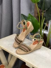 Sandal Cói Đế Xuồng Quai Ngang Thổ Cẩm 8cm - HOÀNG QUYÊN THỔ CẨM 6