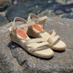 Sandal 2 Dây Quai Ngang Đế Cói 4cm - AQUA