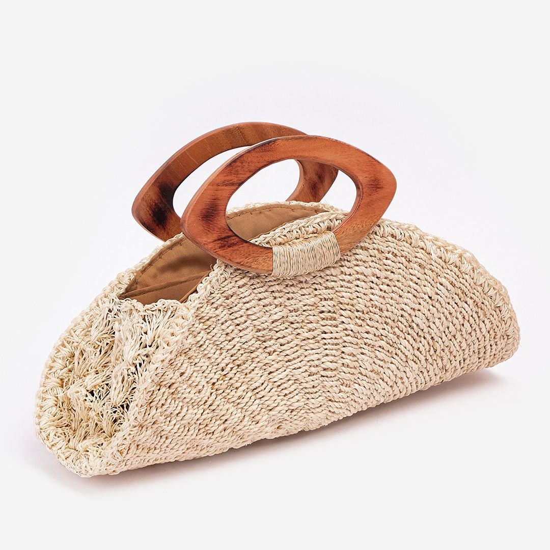 Túi Cói Abaca Xách Tay Hình Bán Nguyệt