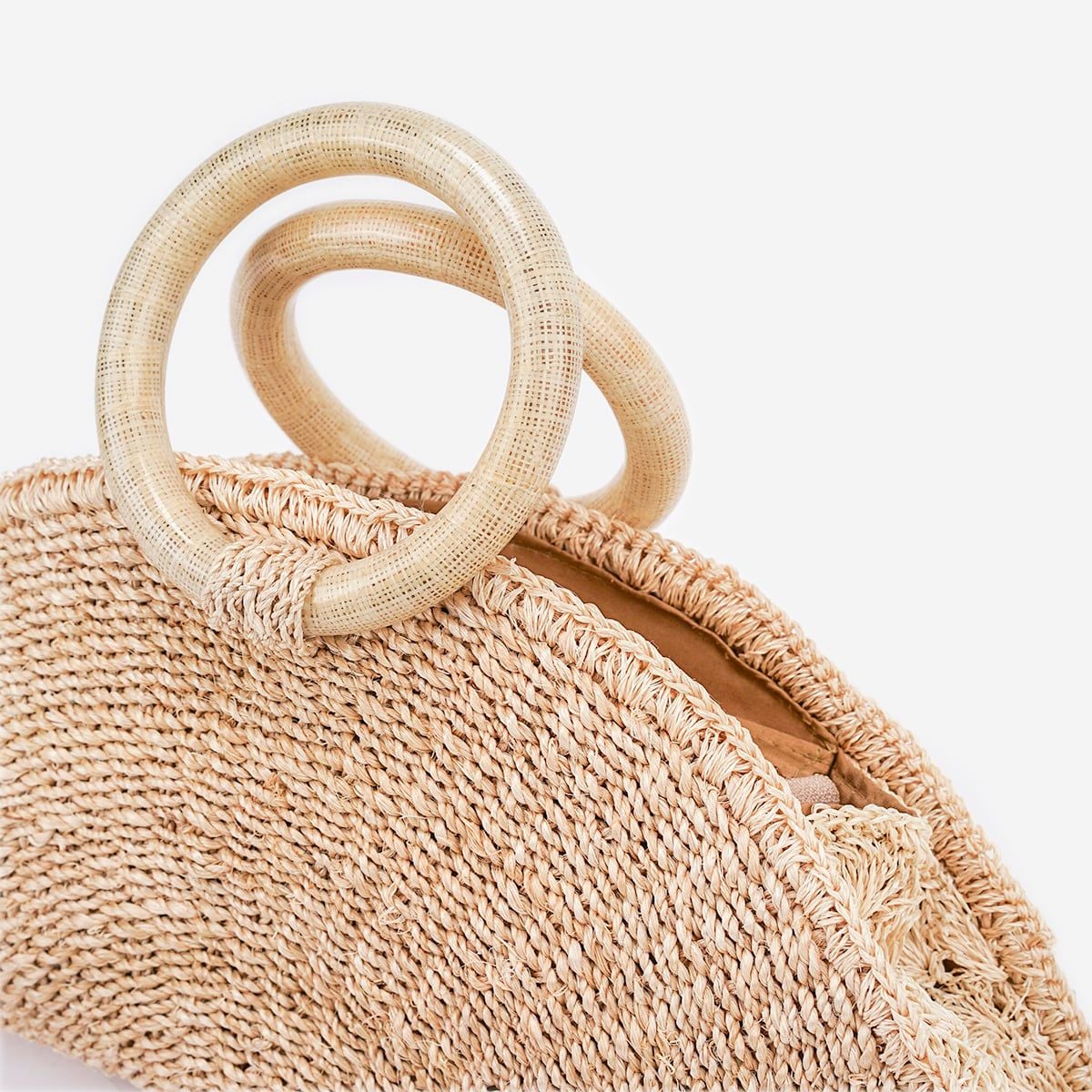 Túi Cói Abaca Xách Tay Hình Bán Nguyệt