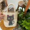 Túi Cói Hộp Trụ Tròn Thêu Tranh Raffia - BESTIES