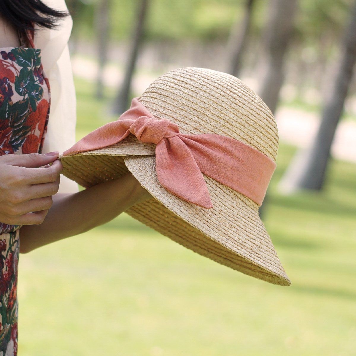 Nón Cói Raffia Chóp Tròn Dạng Nửa Vành Lưỡi Trai 8cm - BO SAU