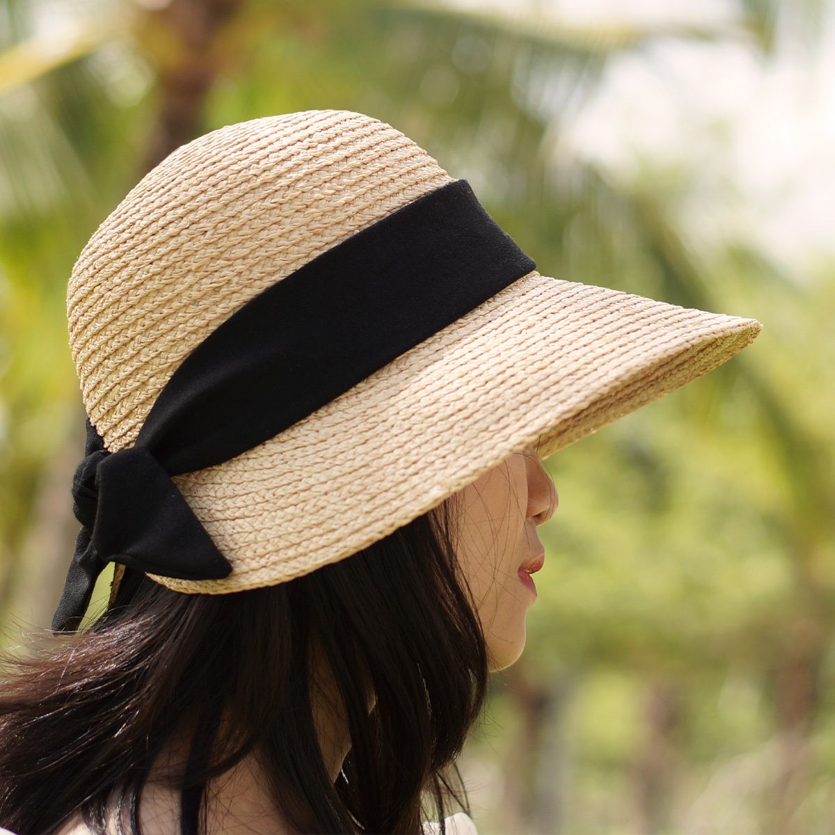 Nón Cói Raffia Chóp Tròn Dạng Nửa Vành Lưỡi Trai 8cm - BO SAU