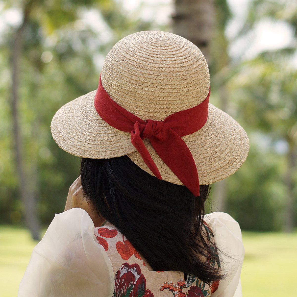 Nón Cói Raffia Chóp Tròn Dạng Nửa Vành Lưỡi Trai 8cm - BO SAU