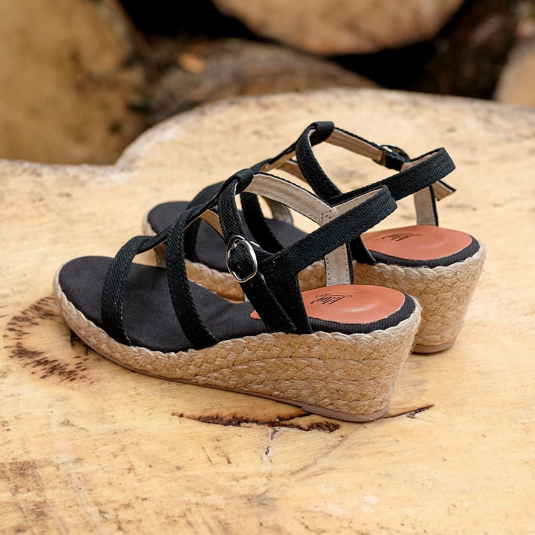 BONITA - Sandal 3 Dây Quai Ngang Đế Xuồng Cói 6cm