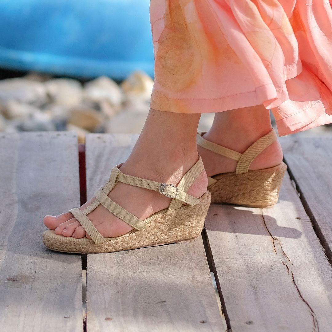 BONITA - Sandal 3 Dây Quai Ngang Đế Xuồng Cói 6cm