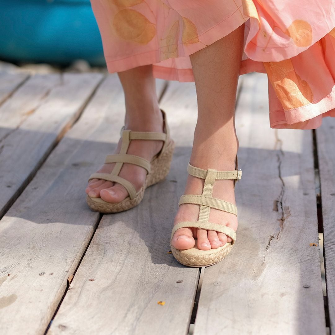 BONITA - Sandal 3 Dây Quai Ngang Đế Xuồng Cói 6cm