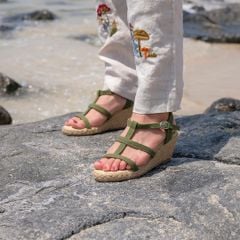 Sandal 3 Dây Quai Ngang Đế Xuồng Cói 6cm - BONITA