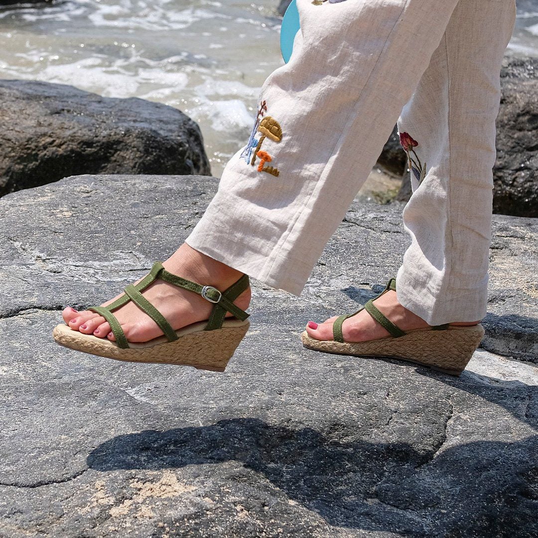 BONITA - Sandal 3 Dây Quai Ngang Đế Xuồng Cói 6cm