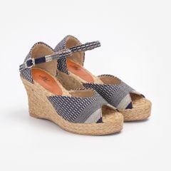 Giày Cói Kín Gót Mảnh Vải Thổ Cẩm 8cm - BONJOUR