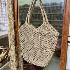 Túi Tote Cói Abaca Đan Lưới  - ĐỒNG TIỀN