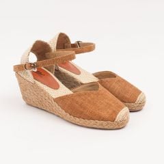 DỆT MÂY - Đế Xuồng Cói Phối Vải Hemp Kín Mũi Quai Gài 6cm