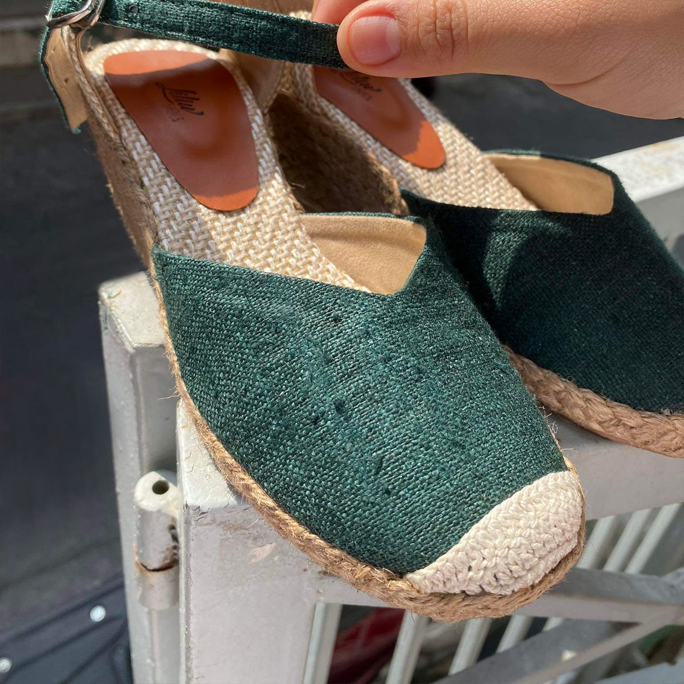 Đế Xuồng Cói Phối Vải Hemp Kín Mũi Quai Gài 6cm - DỆT MÂY