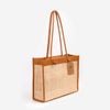 Túi Tote Chữ Nhật Vải Dệt Abaca Phối Da Microfiber - ĐIỀN