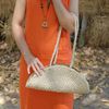 Túi Cói Abaca Xách Tay Hình Bán Nguyệt Quai Cói