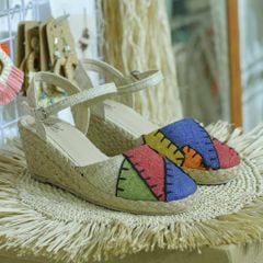 Đế Xuồng Cói Thêu Ghép Vải Hemp Nhiều Màu 6cm - MINH TÚ