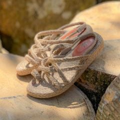 Sandal Thuần Cói Đan Dây Quai Thun Sau 2cm - HELIOS