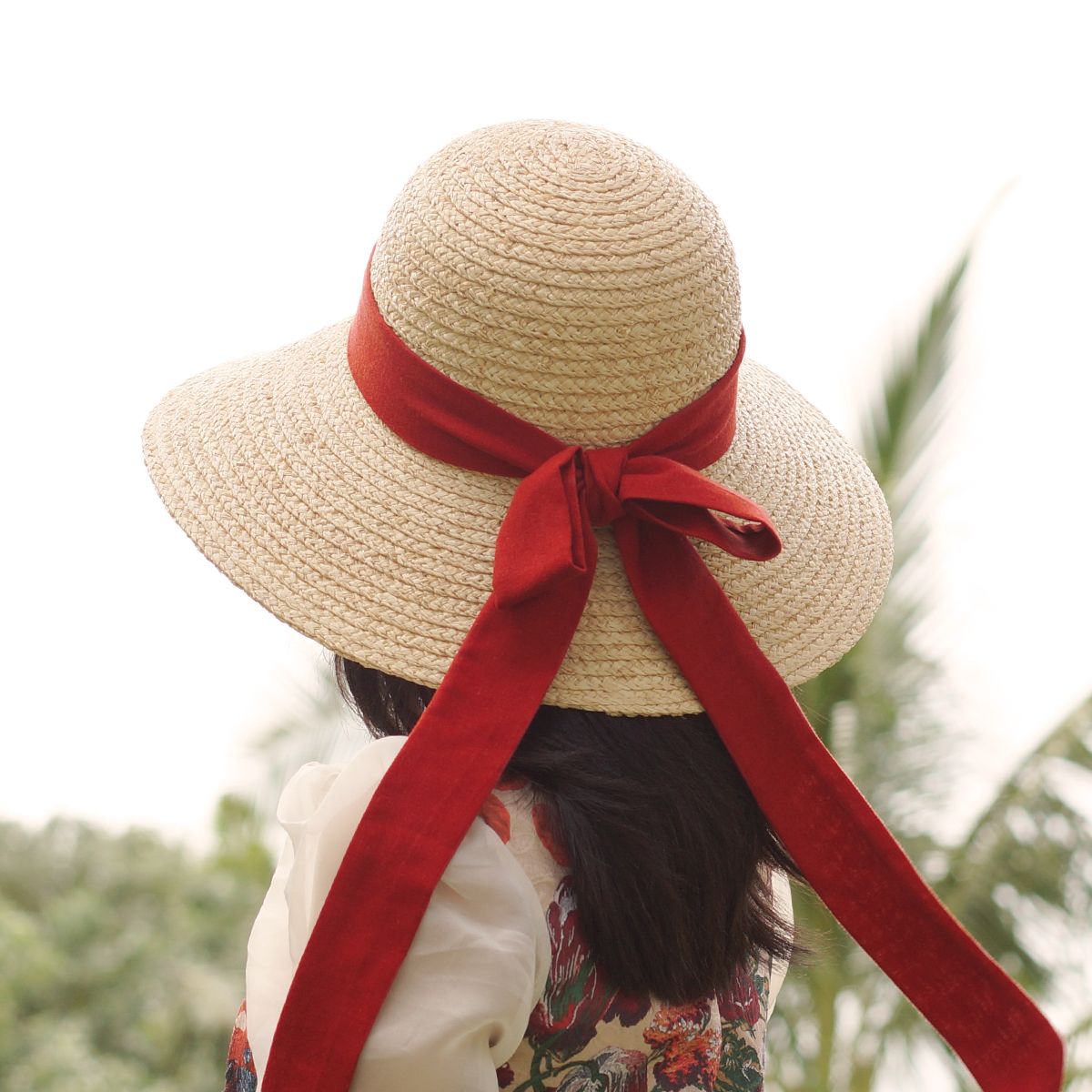 Nón Cói Raffia Chóp Tròn Vành 9cm - NƠ ĐEN