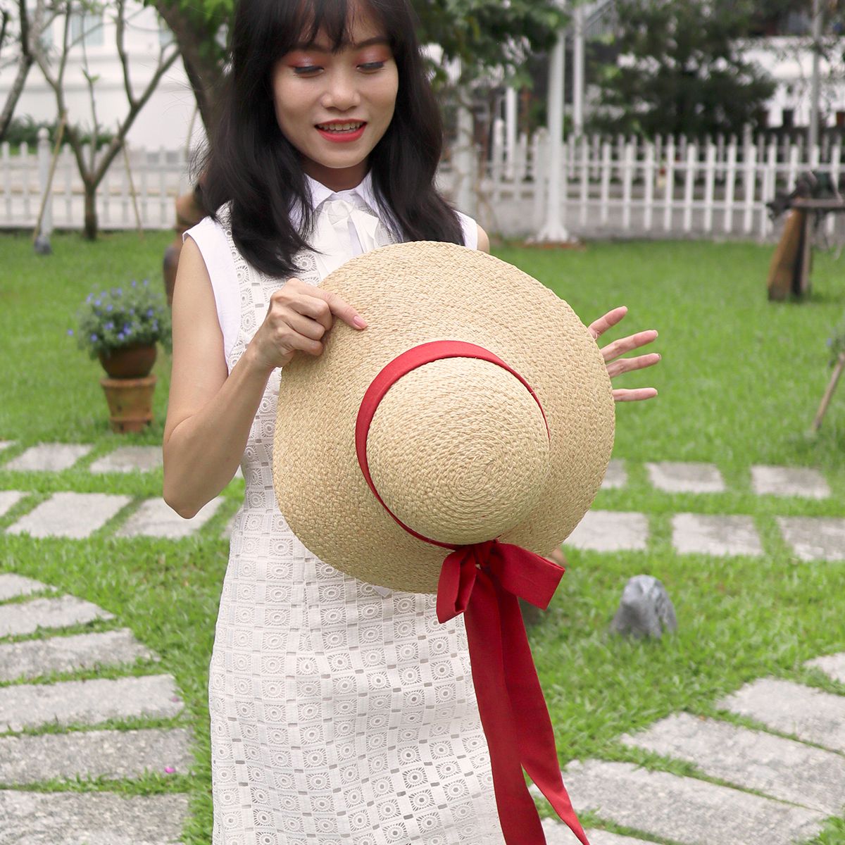 Nón Cói Raffia Chóp Tròn Vành 9cm - NƠ ĐEN