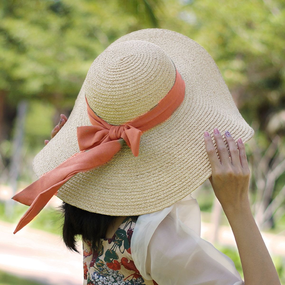 Nón Cói Raffia Chóp Tròn Vành 11cm - NƠ CÓI