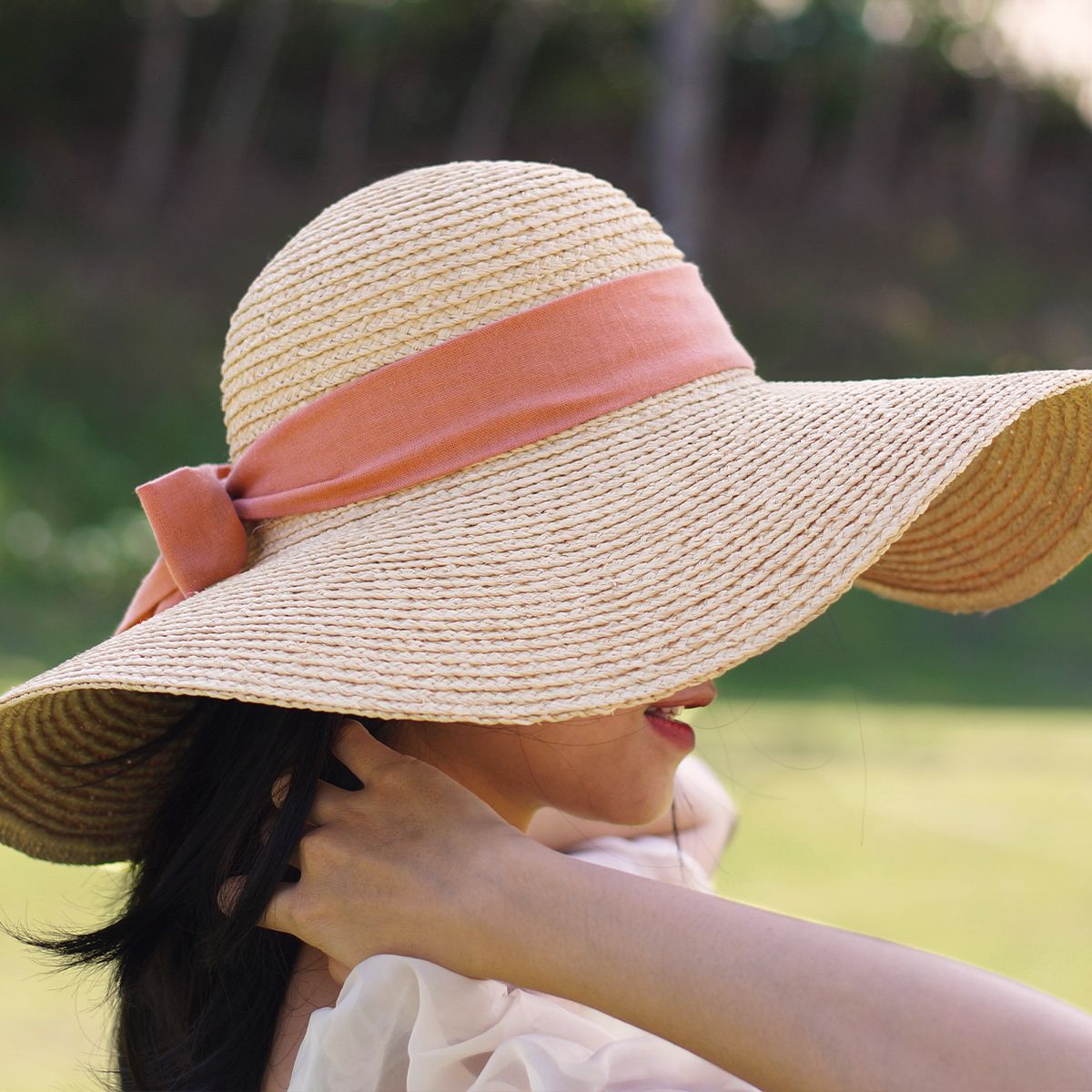 Nón Cói Raffia Chóp Tròn Vành 11cm - NƠ CÓI