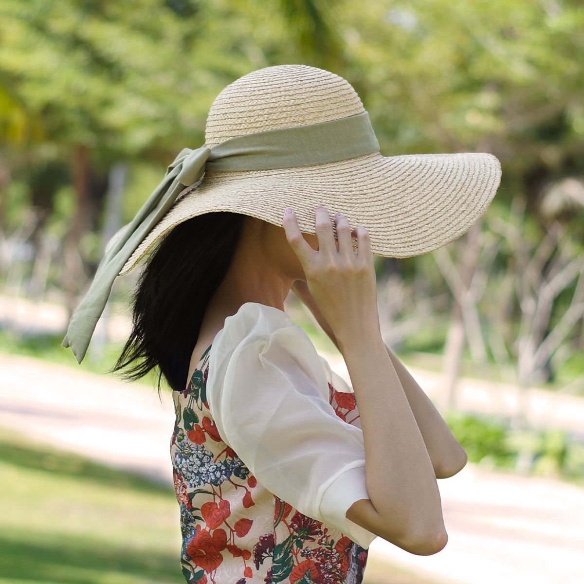 Nón Cói Raffia Chóp Tròn Vành 11cm - NƠ CÓI