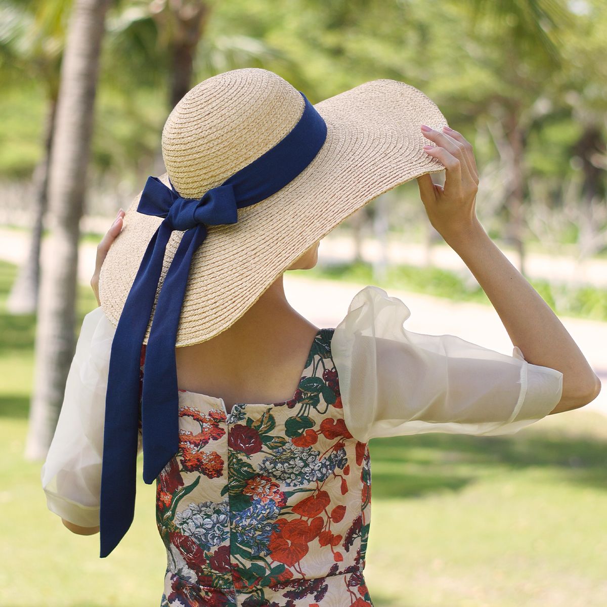 Nón Cói Raffia Chóp Tròn Vành 11cm - NƠ CÓI